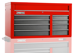Proto® 550S 50" Top Chest - 8 Drawer, Safety Red and Gray - Exact Industrial Supply