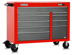 Proto® 550E 50" Power Workstation - 10 Drawer, Safety Red and Gray - Exact Industrial Supply