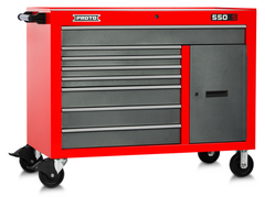Proto® 550S 50" Workstation - 8 Drawer & 2 Shelves, Safety Red and Gray - Exact Industrial Supply