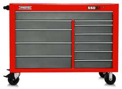 Proto® 550S 57" Workstation - 11 Drawer, Gloss Red - Exact Industrial Supply
