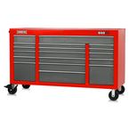 Proto® 550E 67" Power Workstation - 18 Drawer, Safety Red and Gray - Exact Industrial Supply