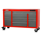 Proto® 550E 67" Front Facing Power Workstation w/ USB - 18 Drawer, Safety Red and Gray - Exact Industrial Supply