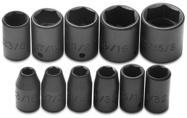 Proto® 1/4" Drive 11 Piece Impact Socket Set - 6 Point - Exact Industrial Supply