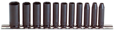 Proto® 1/4" Drive 11 Piece Deep Impact Socket Set - 6 Point - Exact Industrial Supply