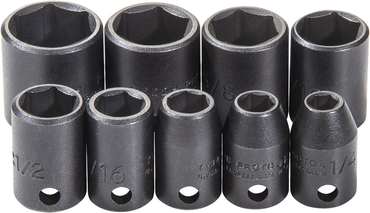 Proto® 3/8" Drive 9 Piece Impact Socket Set - 6 Point - Exact Industrial Supply