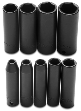 Proto® 3/8" Drive 9 Piece Deep Impact Socket Set - 6 Point - Exact Industrial Supply