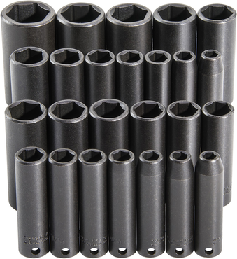 Proto® 3/8" Drive 25 Piece  Deep Impact Socket Set - 6 Point - Exact Industrial Supply