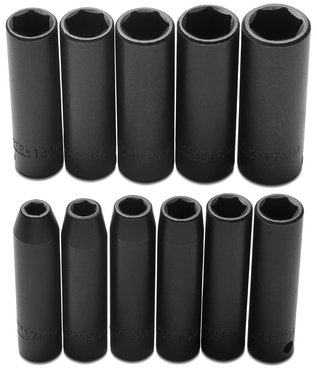 Proto® 3/8" Drive 11 Piece Metric Deep Impact Socket Set - 6 Point - Exact Industrial Supply