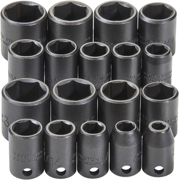 Proto® 3/8" Drive 18 Piece Universal Impact Socket Set - 6 Point - Exact Industrial Supply