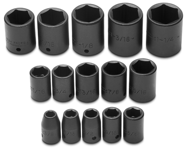 Proto® 1/2" Drive 15 Piece Impact Socket Set - 6 Point - Exact Industrial Supply