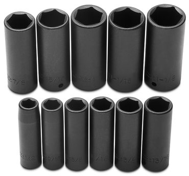 Proto® 1/2" Drive 11 Piece Deep Impact Socket Set - 6 Point - Exact Industrial Supply