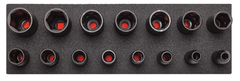 Proto® Foamed 1/2" Drive 15 Piece Deep Impact Socket Set - Black Oxide - 6 Point - Exact Industrial Supply