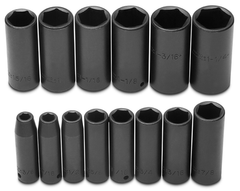 Proto® 1/2" Drive 15 Piece Deep Impact Socket Set - 6 Point - Exact Industrial Supply