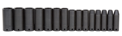 Proto® 1/2" Drive 15 Piece Deep Thin Wall Impact Socket Set - 6 Point - Exact Industrial Supply
