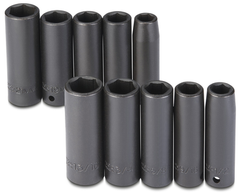 Proto® 1/2" Drive 10 Piece Fractional & Metric Impact Socket Set - 6 Point - Exact Industrial Supply