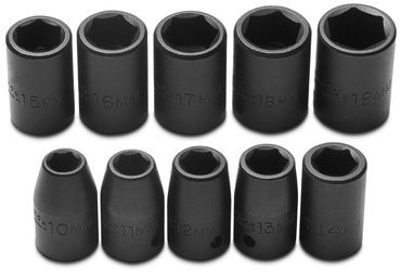 Proto® 1/2" Drive 10 Piece Metric Impact Socket Set - 6 Point - Exact Industrial Supply