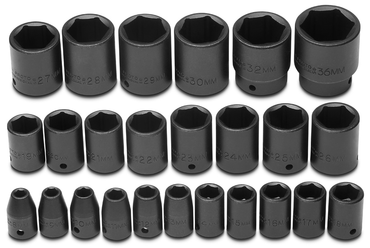 Proto® 1/2" Drive 25 Piece Metric Impact Socket Set - 6 Point - Exact Industrial Supply