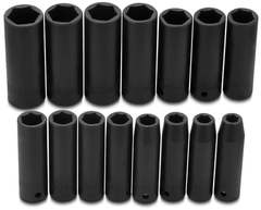 Proto® 1/2" Drive 15 Piece Metric Deep Impact Socket Set - 6 Point - Exact Industrial Supply
