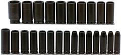 Proto® 1/2" Drive 25 Piece Metric Deep Impact Socket Set - 6 Point - Exact Industrial Supply