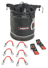 Proto® Tethering D-Ring Lift Bucket (300 lbs Weight Capacity) with D-Ring Wrist Strap System (2) JWS-DR and (6) JLANWR6LB - Exact Industrial Supply