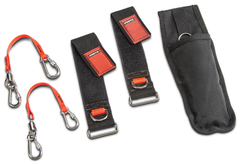 Proto® Tethering D-Ring Pouch Set with One Pocket, Retractable Lanyard, and D-Ring Wrist Strap System with (2) JWS-DR and (2) JLANWR6LB - Exact Industrial Supply