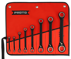 Proto® 8 Piece Black Chrome Double Box Reversible Ratcheting Wrench Set - Spline - Exact Industrial Supply