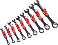 Proto® Tether-Ready 9 Piece Black Chrome Non-Reversible Combination Ratcheting Wrench Set - Spline - Exact Industrial Supply