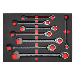 Proto® Foamed 20 Piece Reversible Ratcheting Combination Wrench Set - Black Chrome- Spline - Exact Industrial Supply