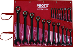 Proto® 20 Piece Black Chrome Reversible Combination Ratcheting Wrench Set - Spline - Exact Industrial Supply