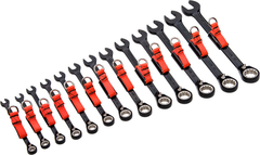 Proto® Tether-Ready 13 Piece Black Chrome Reversible Combination Ratcheting Wrench Set - Spline - Exact Industrial Supply