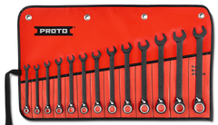 Proto® 13 Piece Black Chrome Reversible Combination Ratcheting Wrench Set - Spline - Exact Industrial Supply