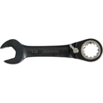 Proto® Black Chrome Combination Stubby Reversible Ratcheting Wrench 15 mm - Spline - Exact Industrial Supply