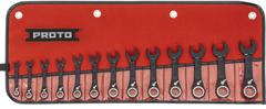 Proto® 13 Piece Black Chrome Metric Combination Stubby Reversible Ratcheting Wrench Set - Spline - Exact Industrial Supply