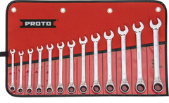 Proto® 13 Piece Full Polish Metric Combination Reversible Ratcheting Wrench Set - 12 Point - Exact Industrial Supply