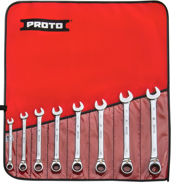 Proto® 8 Piece Full Polish Metric Ratcheting Wrench Set - 12 Point - Exact Industrial Supply