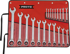 Proto® 20 Piece Full Polish Combination Reversible Ratcheting Wrench Set - 12 Point - Exact Industrial Supply