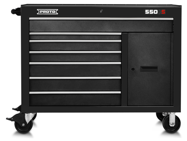 Proto® 550S 50" Workstation - 7 Drawer & 1 Shelf, Dual Black - Exact Industrial Supply