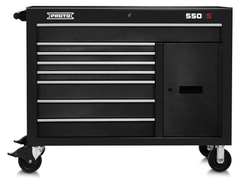 Proto® 550S 50" Workstation - 8 Drawer & 2 Shelves, Dual Black - Exact Industrial Supply