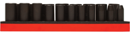 Proto® Foamed 1/2" Drive 19 Piece Deep Impact Socket Set - Black Oxide - 6 Point - Exact Industrial Supply