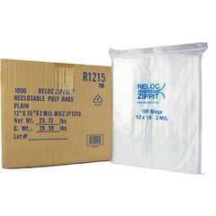 12″ × 15″ 2-MIL Clear Reloc Zippit Zipper Bags, Sold per Case of 1000 (10 boxes of 100 per case)