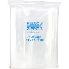 14″ × 20″ 2-MIL Clear Reloc Zippit Zipper Bags, Sold per Case of 500 (5 boxes of 100 per case)