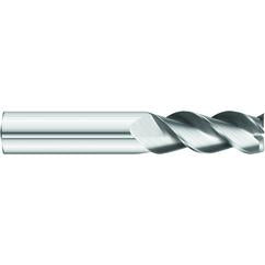 1/2 x 1/2 x 2 x 4 OAL Square 3 Flute Carbide End Mill for Aluminum - Round Shank- Uncoated - Exact Industrial Supply