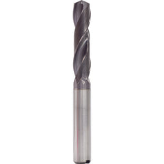 3.1 mm Dia. × 6 mm Shank × 20 mm Flute Length × 62 mm OAL, 3xD, 140°, TiAlN, 2 Flute, Internal, Round Solid Carbide Drill - Exact Industrial Supply