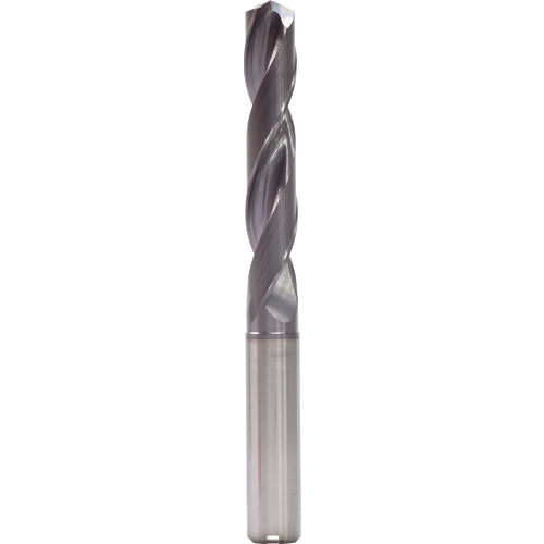 2.8 mm Dia. × 4 mm Shank × 21 mm Flute Length × 57 mm OAL, 5xD, 140°, TiAlN, 2 Flute, Internal, Round Solid Carbide Drill - Exact Industrial Supply