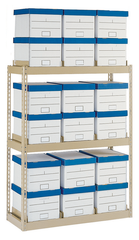 42 x 16.94 x 60" - 3 Level Records Storage Rack (Tan) - Exact Industrial Supply