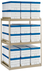 42 x 32.88 x 60" - 3 Level Records Storage Rack (Tan) - Exact Industrial Supply