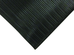 3' x 60' x 3/8" Thick Soft Comfort Mat - Black Standard Ribbed - Exact Industrial Supply