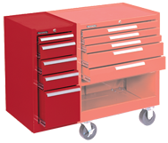 185 Red 5-Drawer Hang-On Cabinet w/ball bearing Drawer slides - For Use With 273, 275 or 278 - Exact Industrial Supply