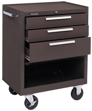 3-Drawer Roller Cabinet w/ball bearing Dwr slides - 35'' x 18'' x 27'' Brown - Exact Industrial Supply