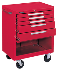 5-Drawer Roller Cabinet w/ball bearing Dwr slides - 35'' x 20'' x 29'' Red - Exact Industrial Supply